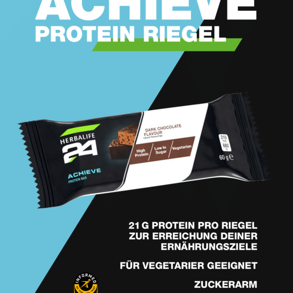 Second image of Herbalife H24 Achieve Protein Riegel Dark Chocolate Geschmack 6x60g