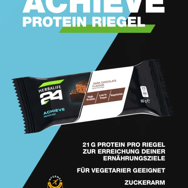 Second image of Herbalife H24 Achieve Protein Riegel Dark Chocolate Geschmack 6x60g